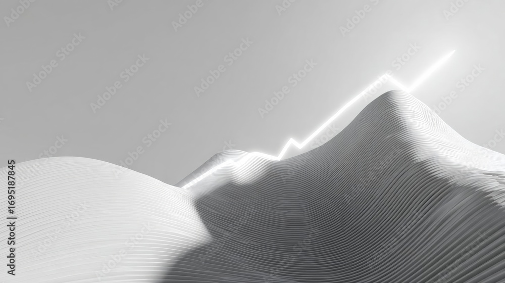 Poster black and white abstract landscape with a mountain in the background. the mountain appears to be mad