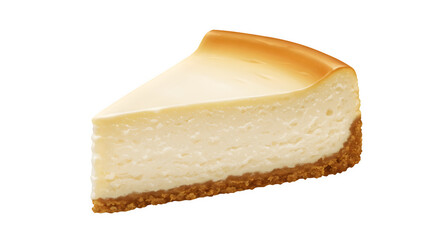 Delicious burnt basque cheesecake Slice Isolated on White Background,  cheesecake slice for Food Photography, Rich cheesecake slice e on white background	