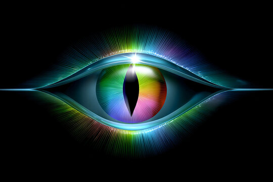 Vibrant eye design with rainbow colors