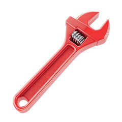 Obraz premium Red adjustable wrench tool repair maintenance equipment fixing, isolated on transparent background, perfect cutout, PNG