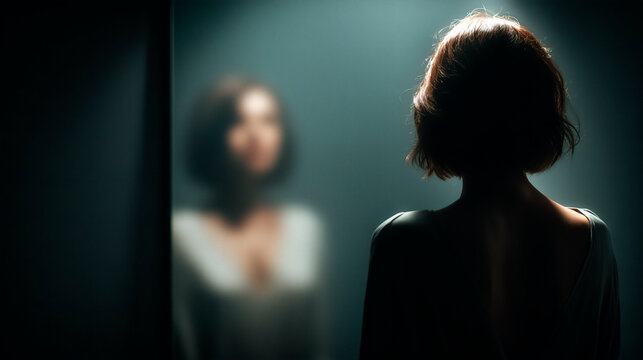 Mujer mir&aacute;ndose a un espejo 