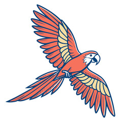 Scarlet macaw flying with its wings spread