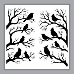 Charming Silhouettes of Birds on Branches A Serene and Elegant Design