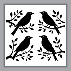 Charming Silhouettes of Birds on Branches A Serene and Elegant Design