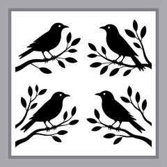 Charming Silhouettes of Birds on Branches A Serene and Elegant Design