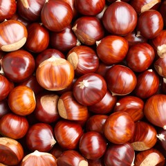 Obraz premium Close-up of many chestnuts (1)