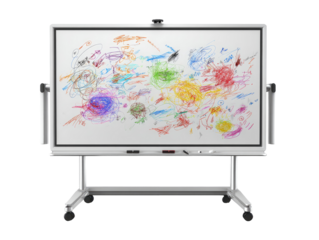 Interactive whiteboard with vibrant child's drawing
