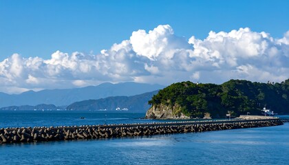 Fototapeta premium Coastal landscape with breakwater