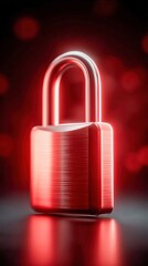 A close-up image of a glowing red padlock, symbolizing online security.
