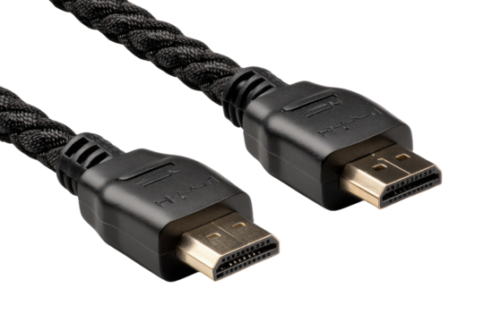 Black braided HDMI cable, two ends