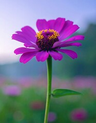 Obraz premium Close-up of vibrant purple zinnia