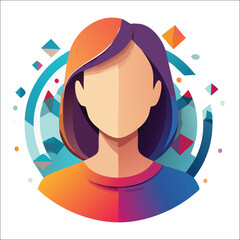 avatar, modern geometric shapes, gradient background, tech logo vibe, symmetrical design, simple yet eye-catching, icon style
