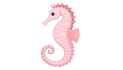 Fototapeta premium A charming, pink seahorse stands out against a plain white background, showcasing its intricate details and gentle hues.