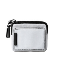 Naklejka premium White zipper pouch on black background, studio shot, product photography