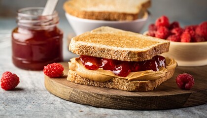 homemade peanut butter and jelly sandwich