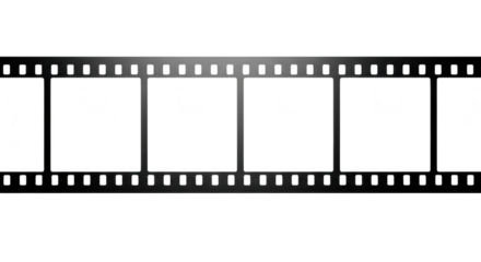 Film strip with empty frames isolated on transparent background