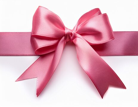 elegant pink ribbon with a bow isolate on white background cutout