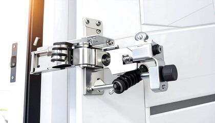 Close-up of modern door hinge mechanism