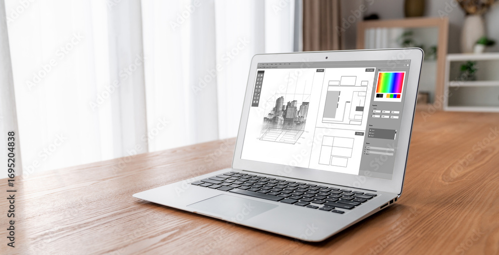 Poster architectural design modish software application for architect business and professional designer