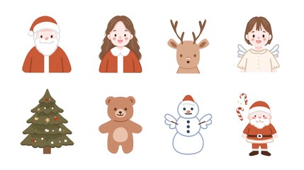Naklejka premium クリスマスキャラクターのイラストセット