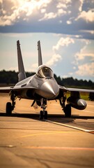 Fototapeta premium Military jet on tarmac