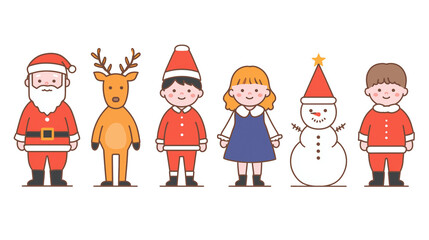 クリスマスキャラクターのイラストセット