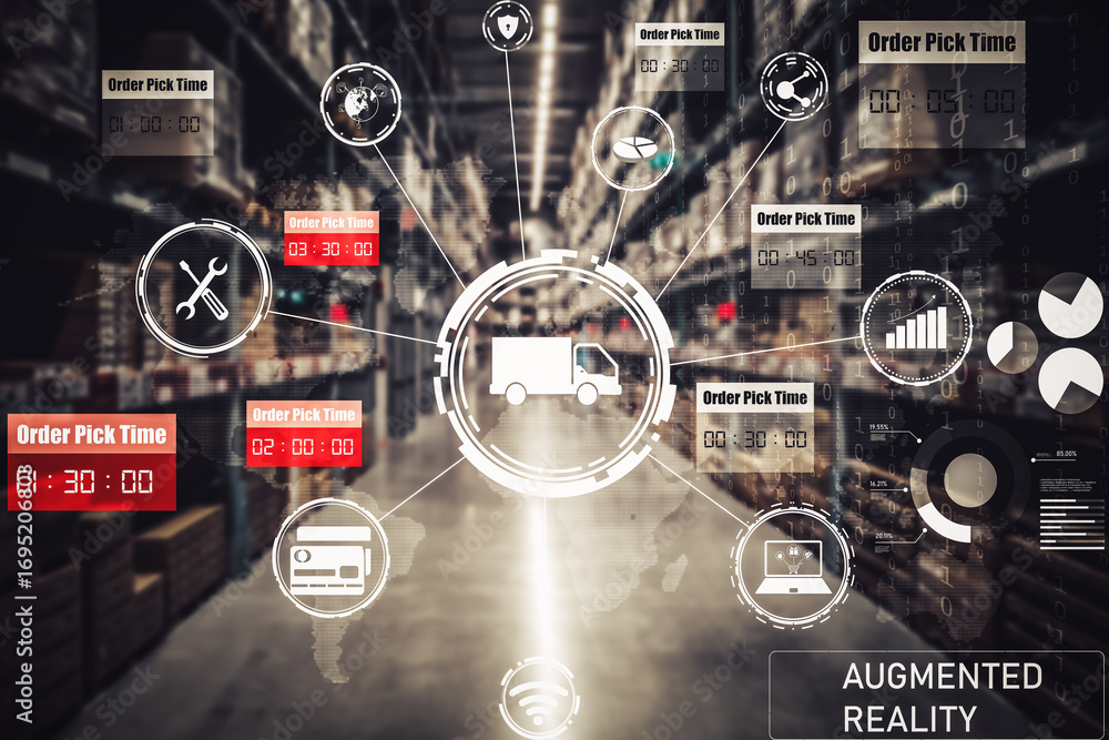 Poster smart warehouse management system using augmented reality technology to identify package picking and