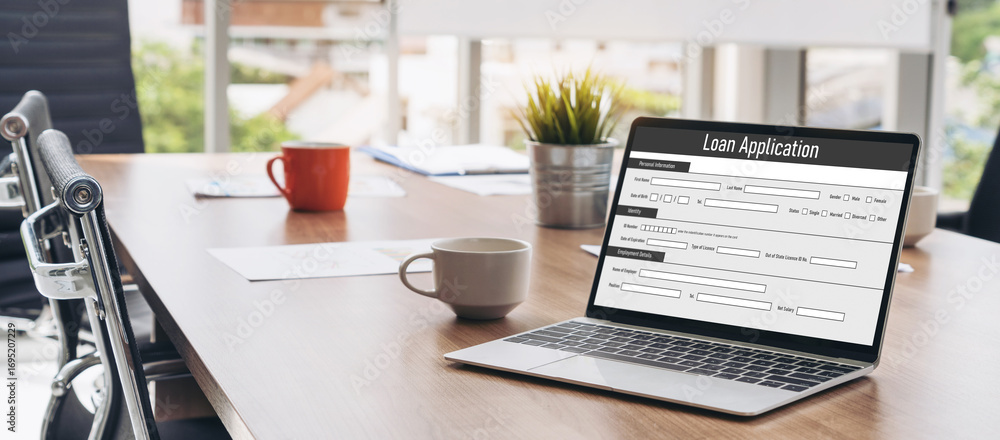 Poster online loan application form for modish digital information collection on the internet network