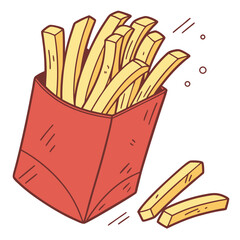 Hand drawn french fries in paper box vector
