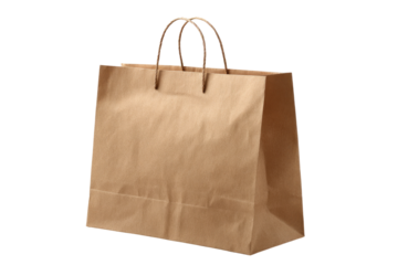 Brown paper shopping bag, handles, simple design