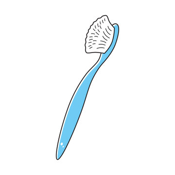 Blue toothbrush isolated cartoon vector illustration