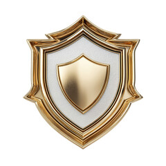 Obraz premium Gold Shield Emblem Luxury Protection Security Badge, isolated on transparent background, perfect cutout, PNG