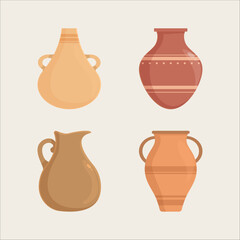 Greek porcelain hand drawing decorative illustration set