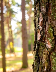 Fototapeta premium Close-up of pine bark in forest