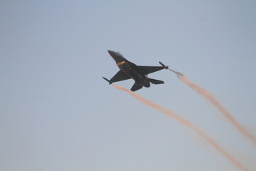A Turkish Air Force F-16 Fighting Falcon performs a solo flight maneuver during today’s İzmir...