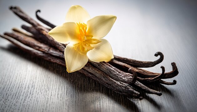 vanilla sticks and flower close up photo of vanilla sticks with flowers