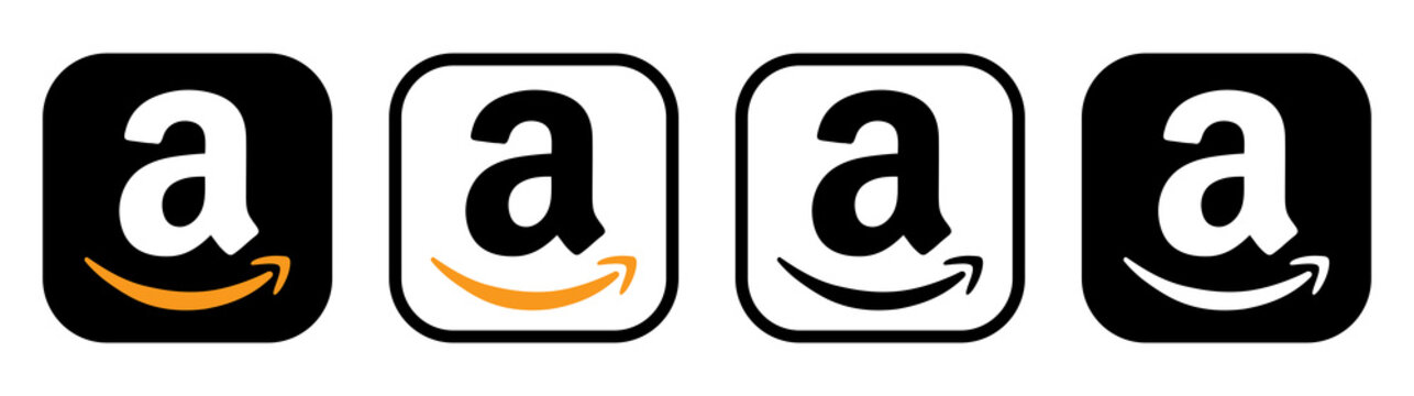 Set of Amazon Appstore mobile app icons, isolated on transparent background. High image resolution. Amazon Appstore is an app store operated by Amazon.com