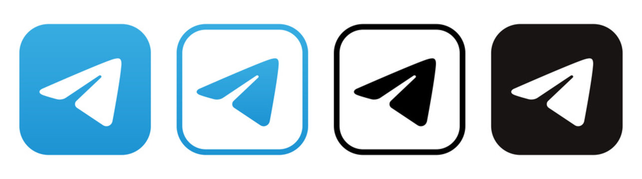 Set of Telegram mobile app icons, isolated on transparent background. High image resolution. Telegram, is a cloud-based, cross-platform, encrypted instant messaging service