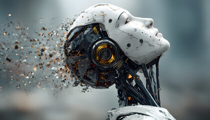 Ai humanoid robot,artificial intelligence or machinelearning concepts.globaliztion and technology develoment.ai generative