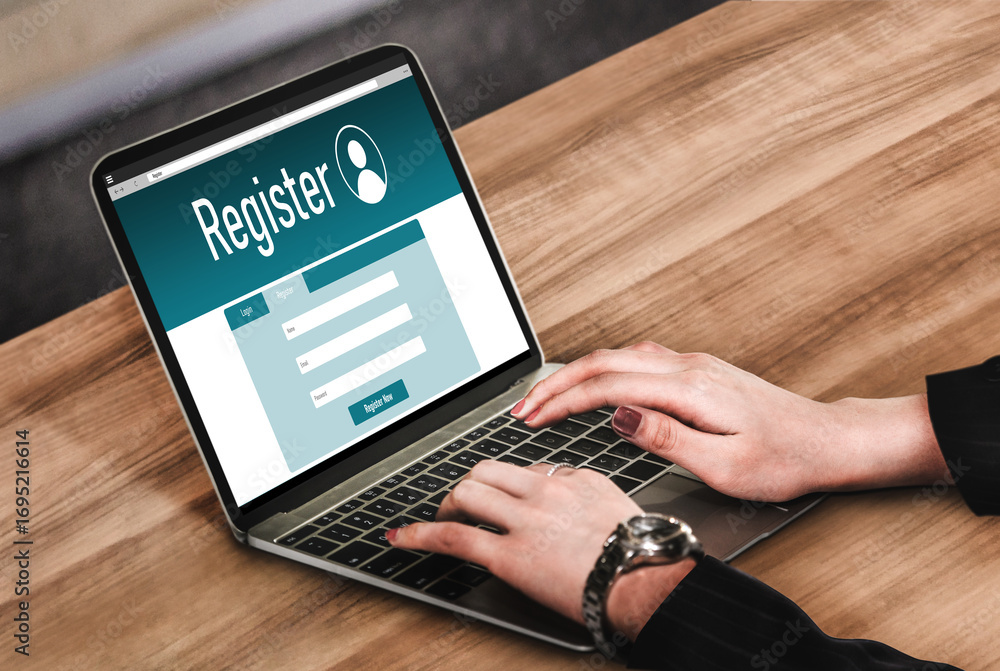 Aufkleber online registration form for modish form filling on the internet website