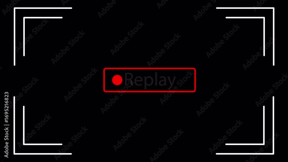 Poster replay frame animation featuring a vintage camcorder interface and recording overlay. ideal for vhs-