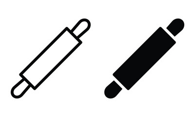 Rolling pin icon with outline and glyph style.
