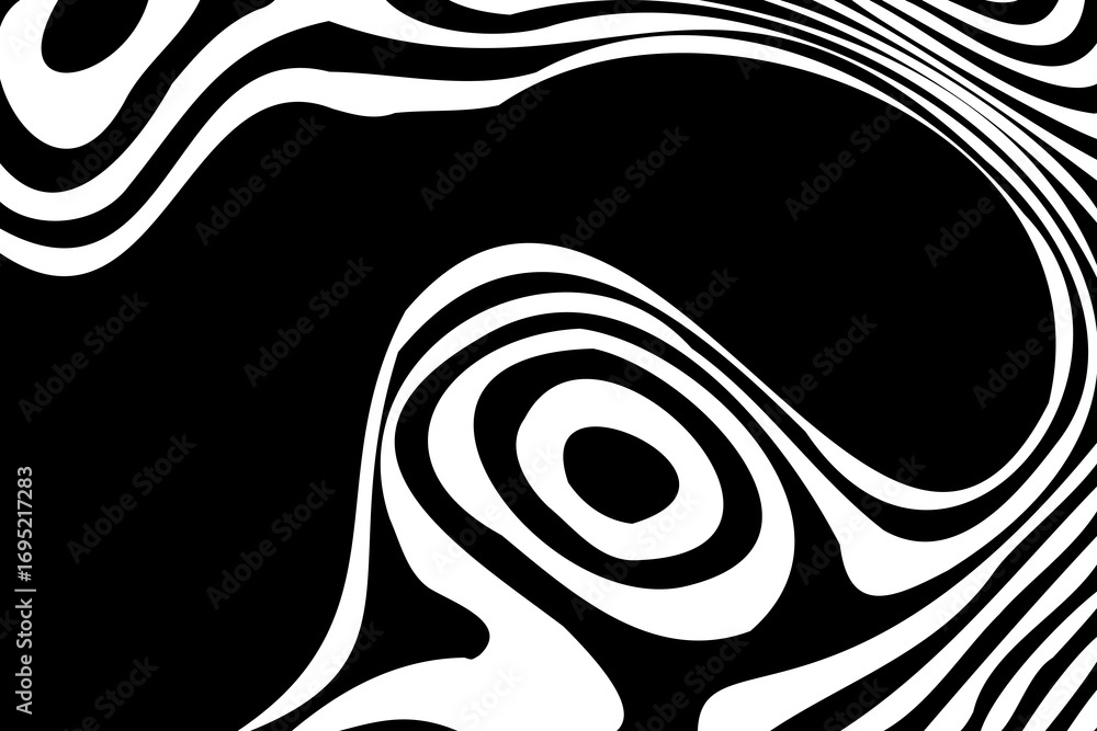 Aufkleber black and white abstract background with dynamic liquid lines and strip
