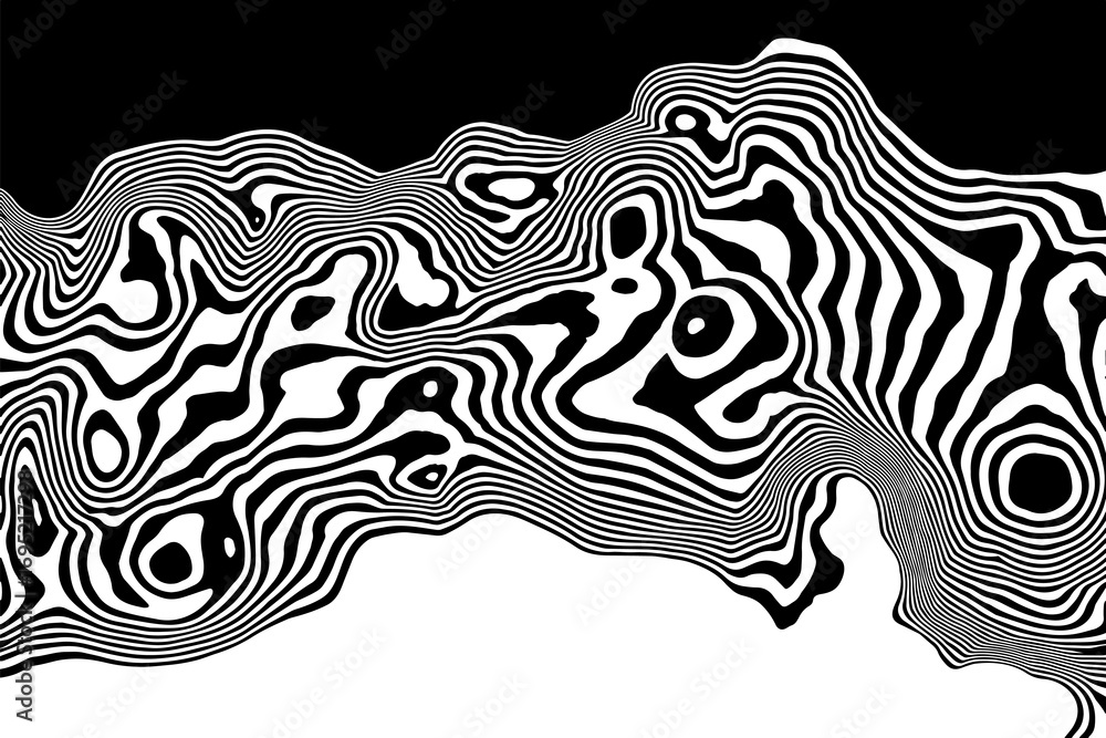 Poster abstract psychedelic pattern with flowing liquid lines and warped design. eps 10