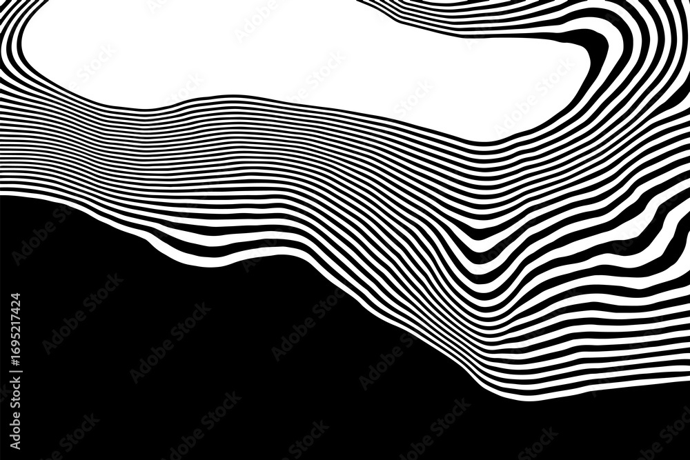 Poster modern psychedelic liquid. abstract wavy lines creating an energetic and captivating background. eps