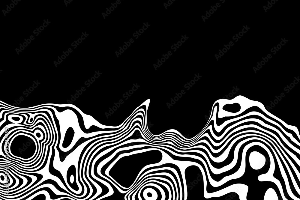 Poster wavy black and white graphic. abstract background with an empty space and dynamic shapes. eps 10