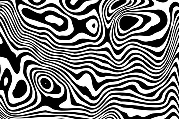 Digital art for posters. Abstract black and white psychedelic pattern with a modern aesthetic. Eps 10