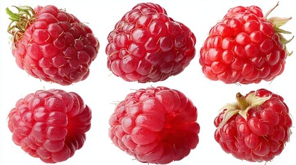 Delicious raspberries isolated with white background showcasing fresh organic fruit and vibrant colors for healthy dessert images
