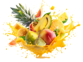 Fruit explosion with juice splash