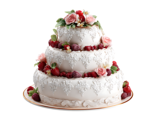 Wedding Cake With Rad Strawberry